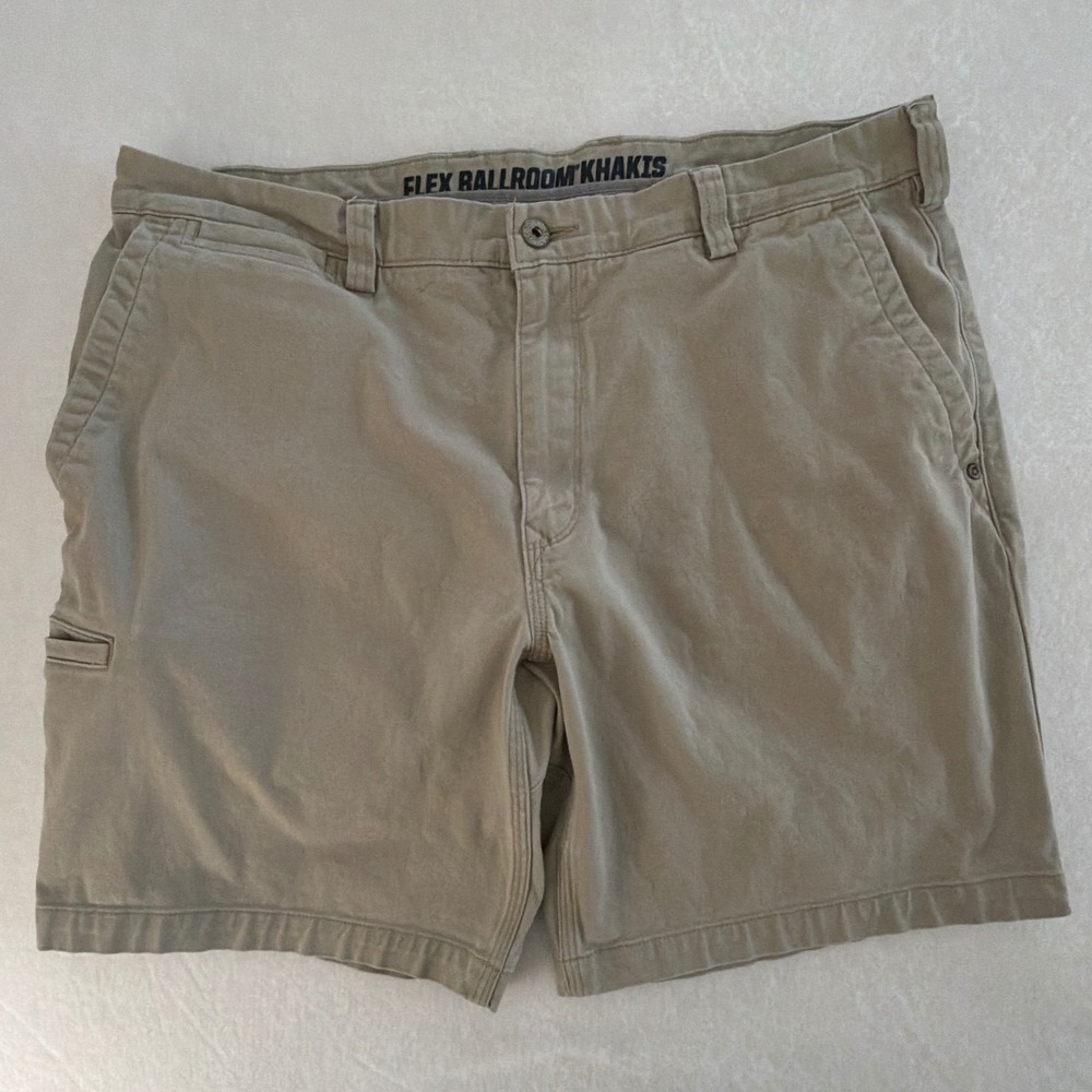 Duluth Trading Co Flex Ballroom Khakis Shorts Mens 36 Tan Relaxed Fit 9" Inseam
